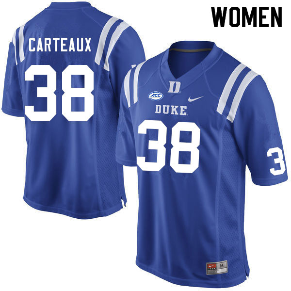 Women #38 Cole Carteaux Duke Blue Devils College Football Jerseys Sale-Blue - Click Image to Close
